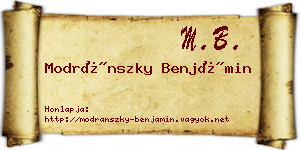 Modránszky Benjámin névjegykártya